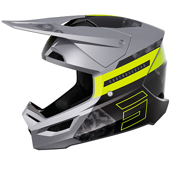 Шлем кроссовый SHOT FURIOUS PATROL Grey/Hi-Vis Green Matt